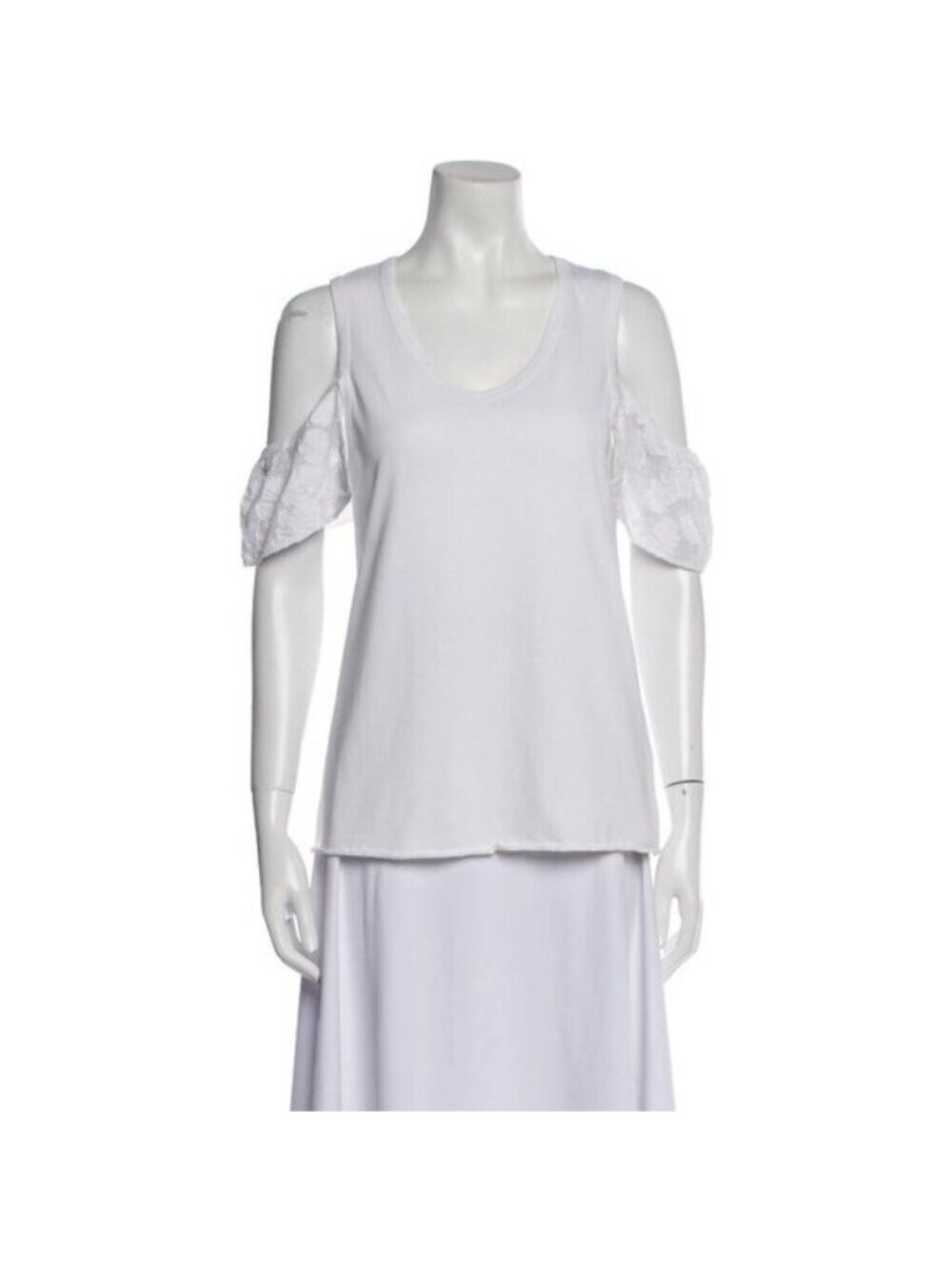See By Chloe Cold Shoulder Lace Sleeve Top sizie 44  Small Medium